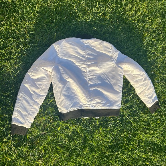 white with black trim bomber jacket - Picture 6 of 6